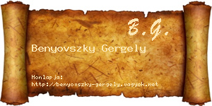 Benyovszky Gergely névjegykártya